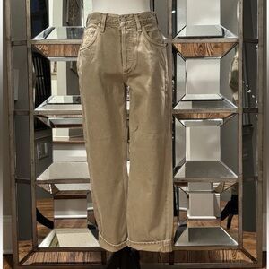 Citizens of Humanity Dahlia Bow Leg Baby Roll Tan Jeans NWT